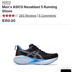 New Sz13 ASICS Novablast 5 Men's Running Shoes - Black and Blue